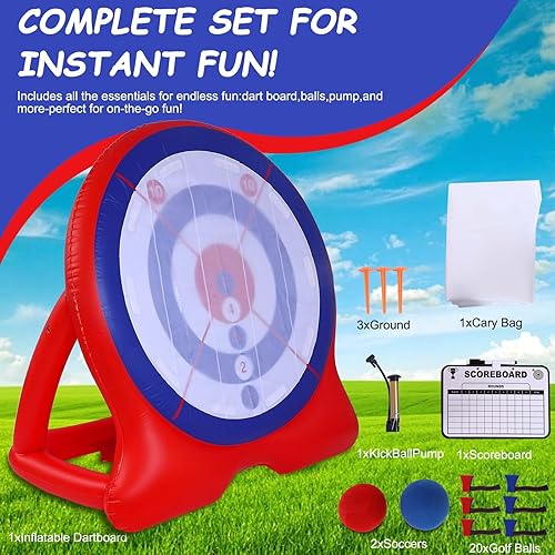 Miniatura 3 de Diana inflable gigante de 6 pies con bomba de aire, 6 dardos de hacha y 2 pelotas de fútbol, combo multijuego para fiestas en el patio, campamento