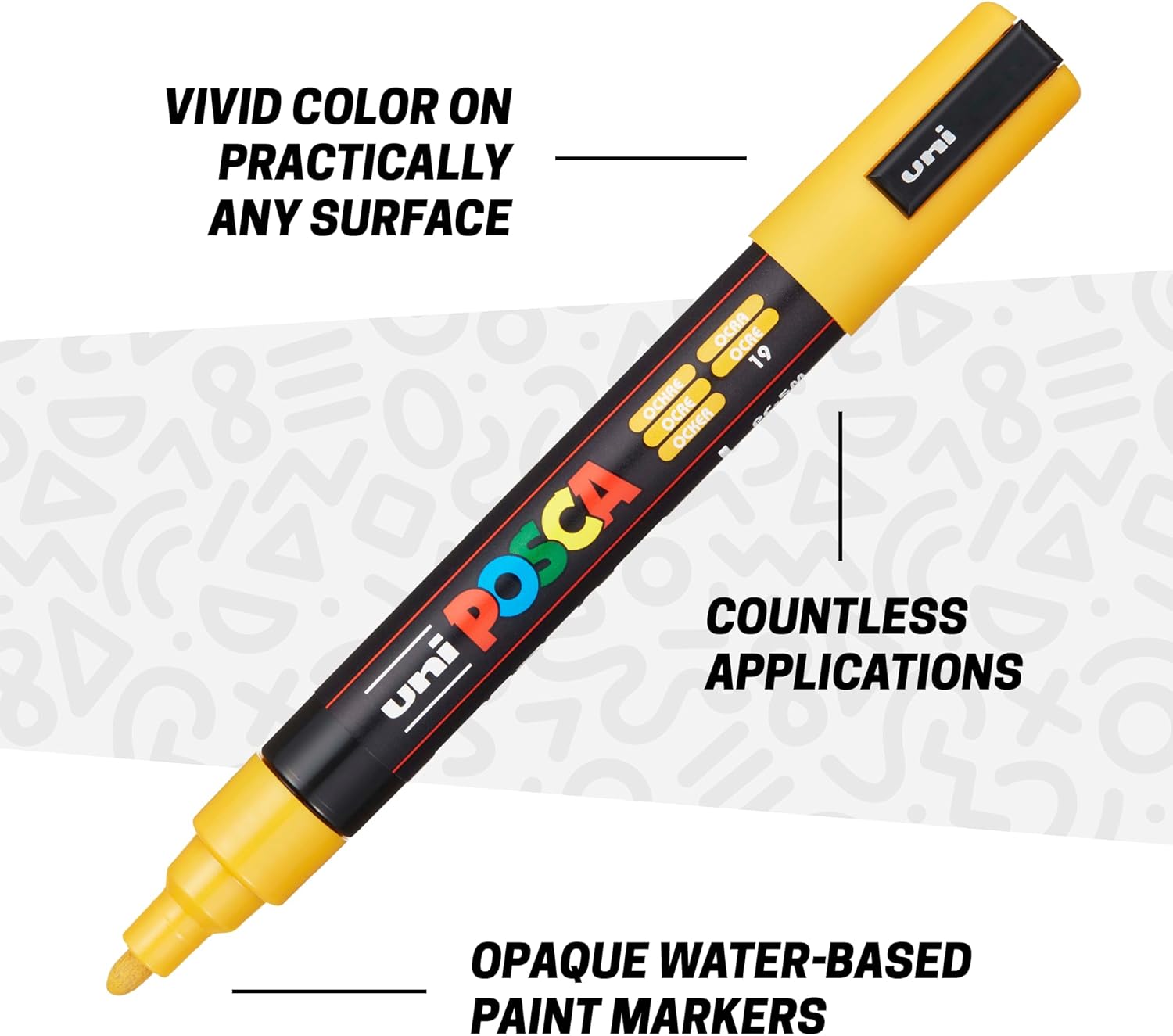 POSCA Canvas Paint by Number Kit, Boho - 8 Acrylic Markers with 2 Pre-Drawn Canvases - Gift Set for Artists, Adults and Kids