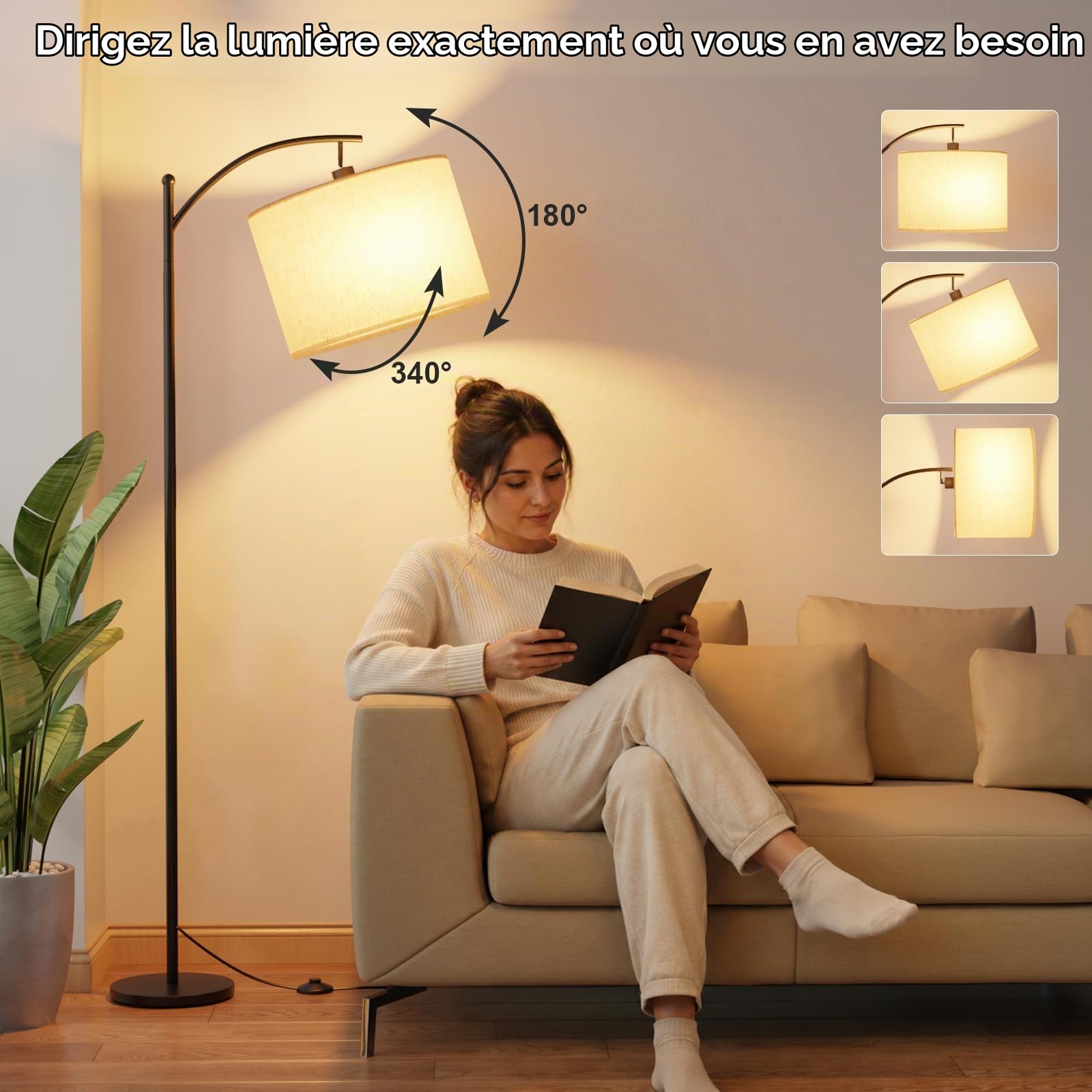 Lampadaire sur Pied Salon avec Télécommande et Interrupteur à Pied