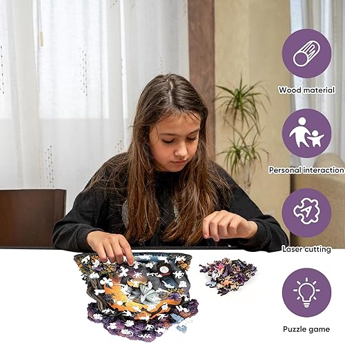 Miniatura 4 de Rompecabezas de madera, rompecabezas de madera de mariposa que brillan en la oscuridad, 500 piezas de rompecabezas de madera con formas únicas para