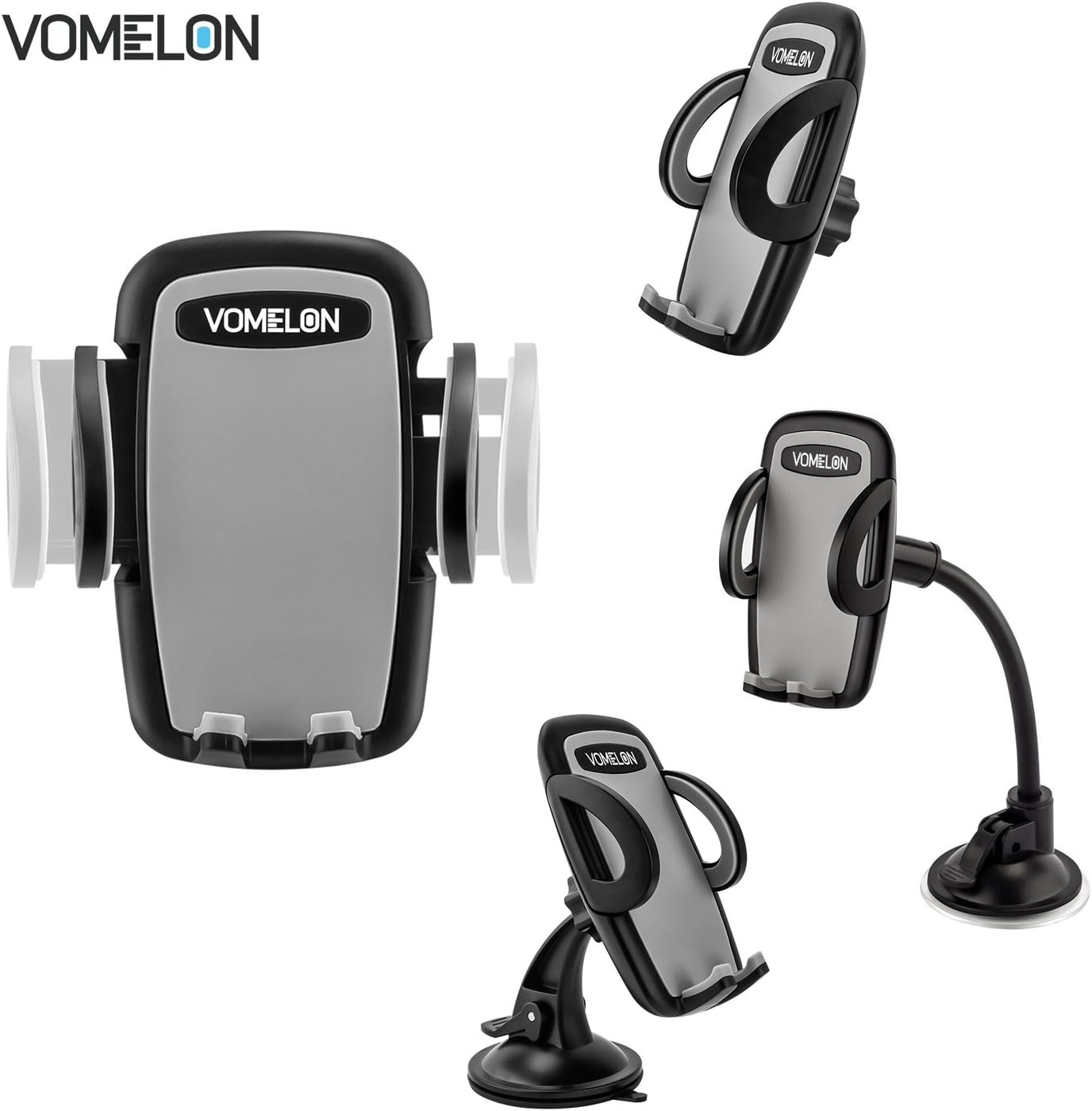 Cell Phone Holder for Car, 3-in-1 Car Phone Holder, Car Mount for iPhone X iPhone 8 8 Plus 7 7 Plus, Sumsung, Google, LG, Huawei and More
