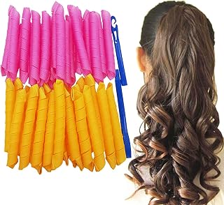 VASLON 40 Pack Magic Hair Curlers Spiral Curls Styling Kit,No Heat Hair Curlers and 2 Styling Hooks, Manual Hair Curler Magic Spiral Ringlets Circle Roller, Wave Formers DIY Hair Roller Tool (30cm)