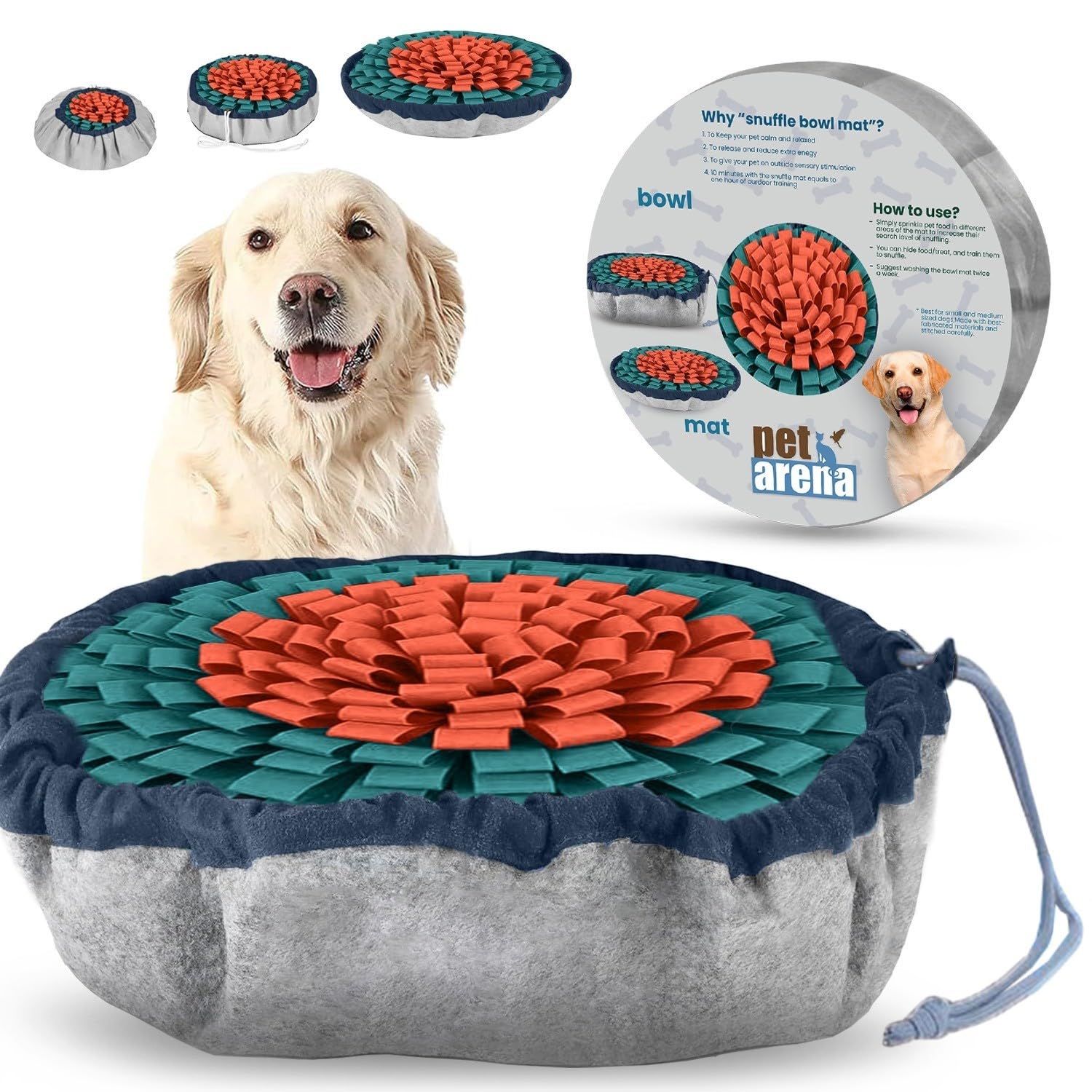 PET ARENA Schnüffelteppich Hund – Verstellbares, interaktives Puzzle-Spielzeug für große und kleine Rassen, langsames Füttern, für geistige Stimulation & Stressabbau, fördert natürliche