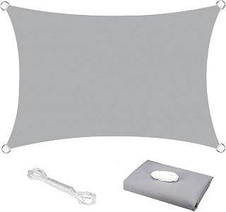 KAHEIGN Sun Shade Sail, 2.5m x 3m Waterproof 98% UV Block Sun Shade Canvas 120gsm Sunscreen Awning Canopy for Outdoor Garden Patio Yard Party (Grey)