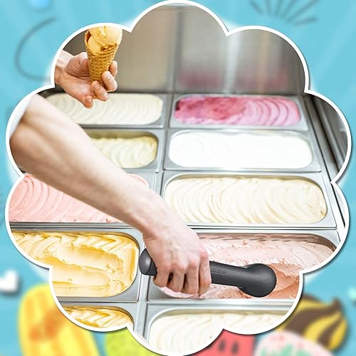 Vista 12 de Suclain Cuchara de helado de 3 piezas de 7 pulgadas, antiadherente, anticongelante, con mango cómodo, diseño de aleación de aluminio, cuchara
