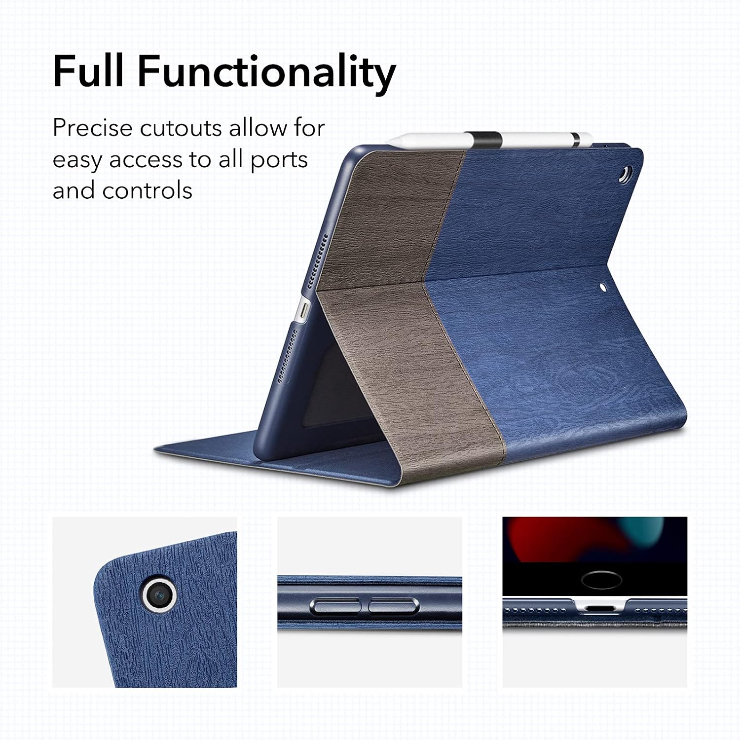 ESR Case Compatible with iPad 9th Generation 2021, 8th Generation 2020, 7th Generation 2019, Folio Case with Book Cover Design, Auto Sleep and Wake, Pencil Holder, Dual-Angle Viewing Stand,Knight