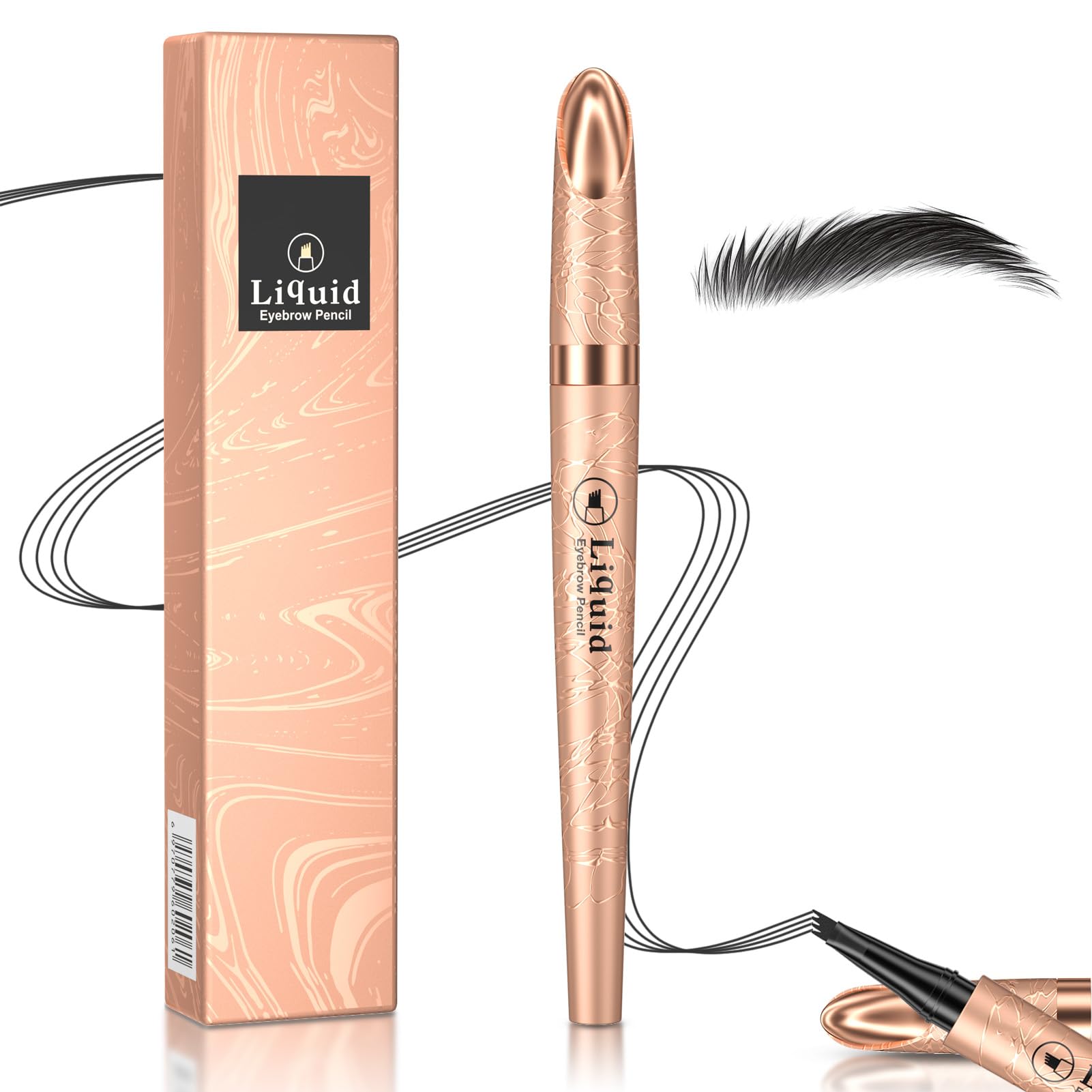 Lápiz para tatuaje de cejas a prueba de agua, lapiz cejas microblading, Lápiz de Cejas Líquido impermeable, Larga duración a prueba de manchas, crea un maquillaje de cejas natural (Negro)