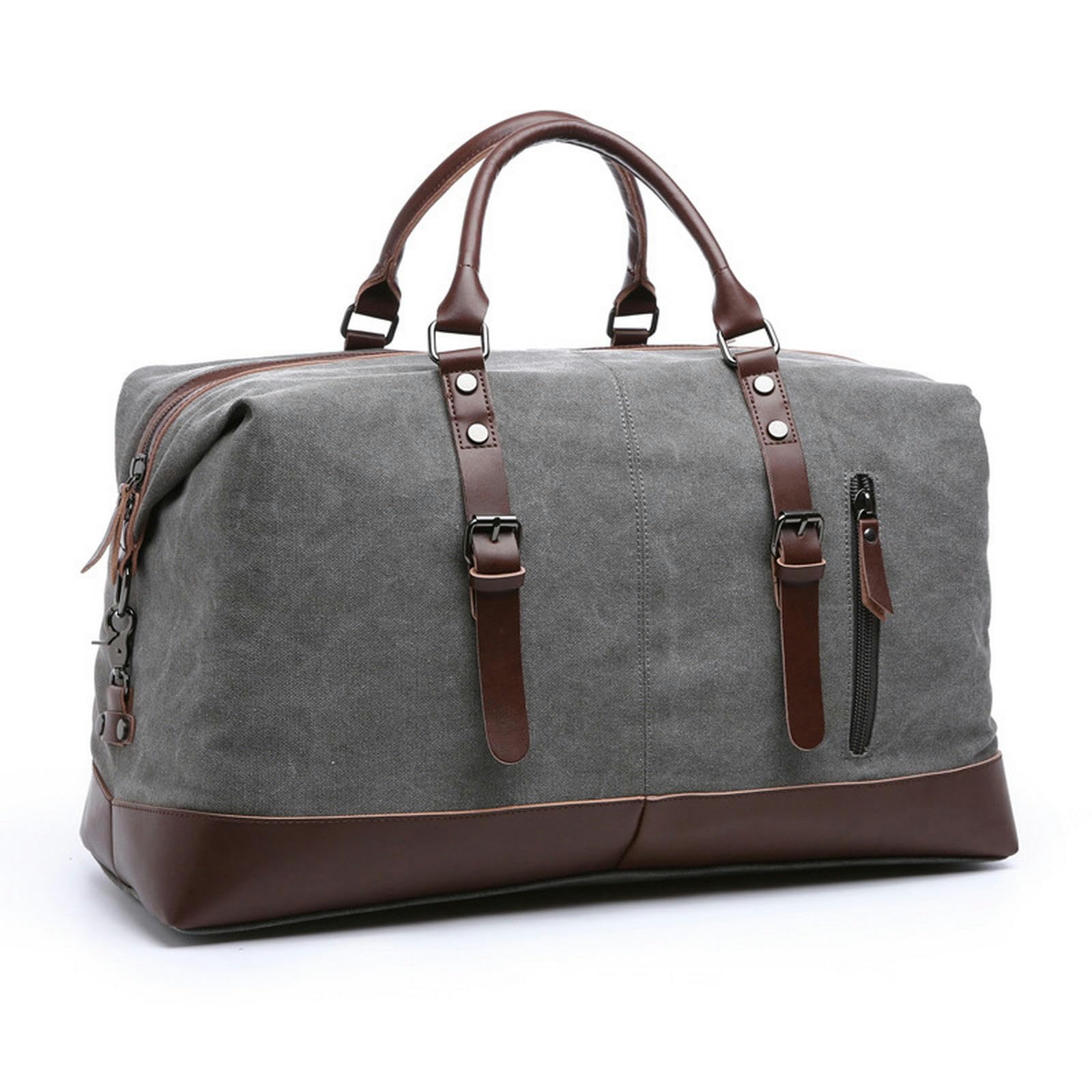 NOGRAX Schulrucksack Leinwand Leder -Männer Reisen Reisen Mit Gepäcktaschen Männer Duffel Bags Reisen Tasche Große Wochenendtasche-EIN Grüner