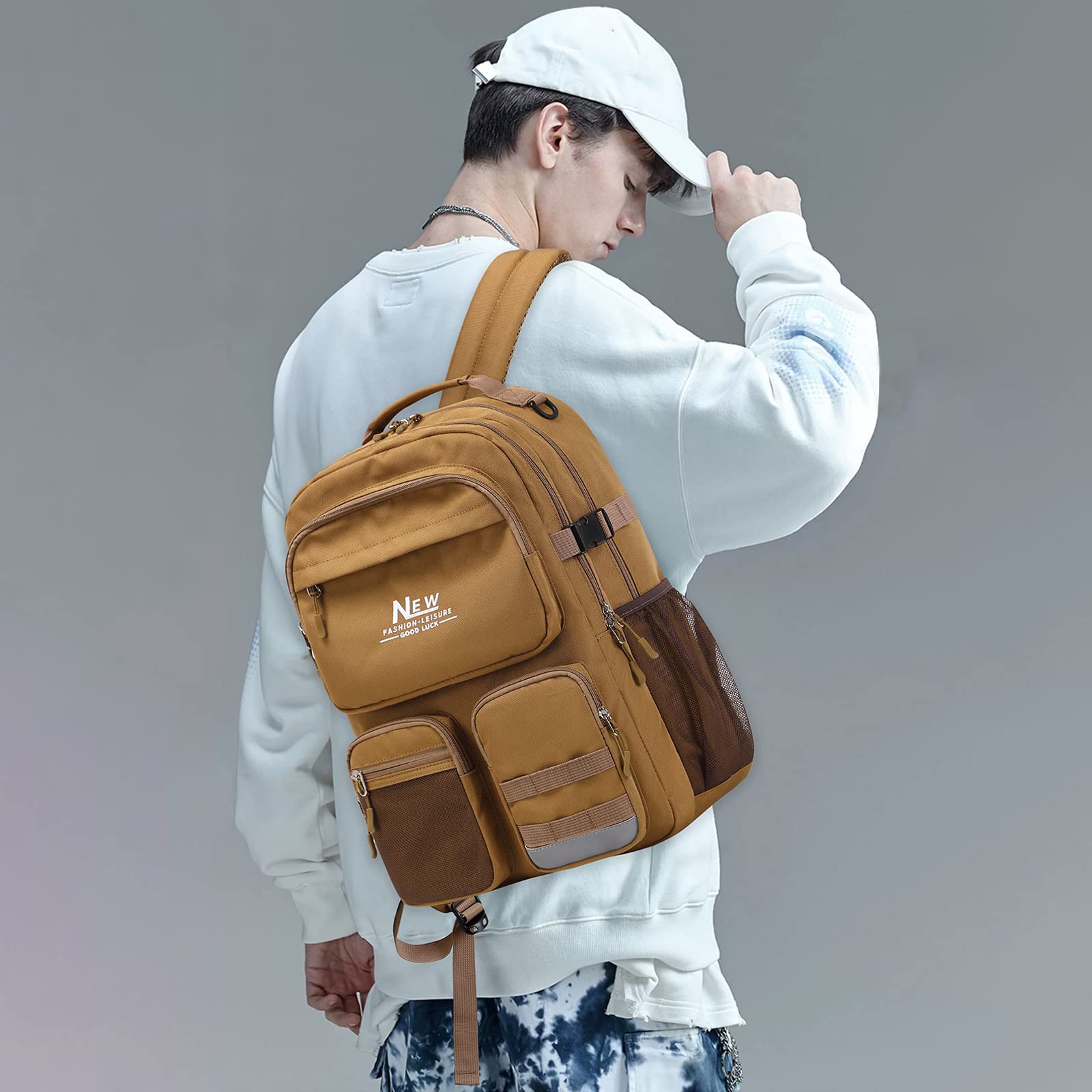 Lohol Big School Backpack College Borsa per libri per studenti adolescenti, multi tasche, impermeabile, casual, con borsa per laptop da 15,6 pollici, per viaggi