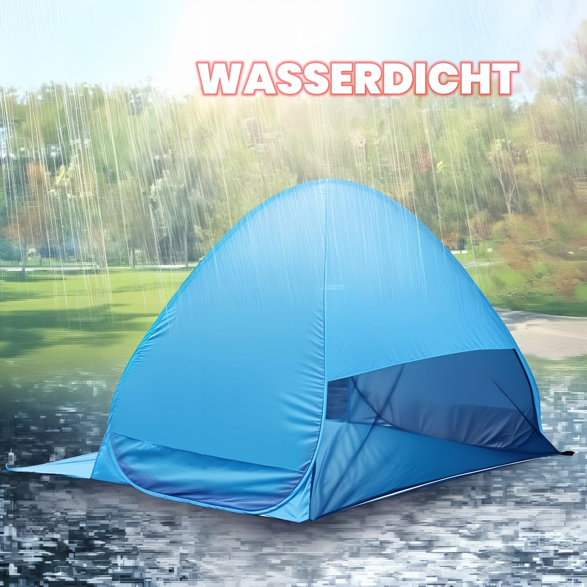 OutdoorMaster Strandtent voor 3-4 personen - eenvoudige installatie en draagbare zonnescherm zonnescherm luifel met UPF 50 UV-bescherming, afneembaar dakraam, gezinsgrootte - lichtgroen