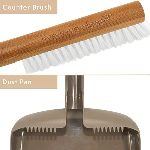 Miniatura 3 de Harper Live.Love.Clean. Juego de cepillo de bambú y bandeja de polvo de resina para limpiar polvo, pelo de mascotas y suciedad seca fina