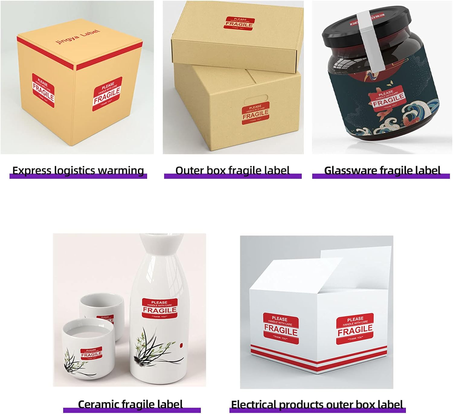 AveneMark 12 Rolls 3 x 2 inch Handle with Care Fragile Thank You Warning Packing Shipping Label Stickers Permanent Adhesive (6000 Labels) - Ideal for Fragile Shipping & Moving