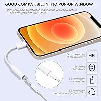 Vista 6 de Paquete de 2 [Certificado Apple MFi] Adaptadores Lightning a Jack de Auriculares de 3.5 mm, para iPhone Jack de Auriculares/Cascos de 3.5mm Aux