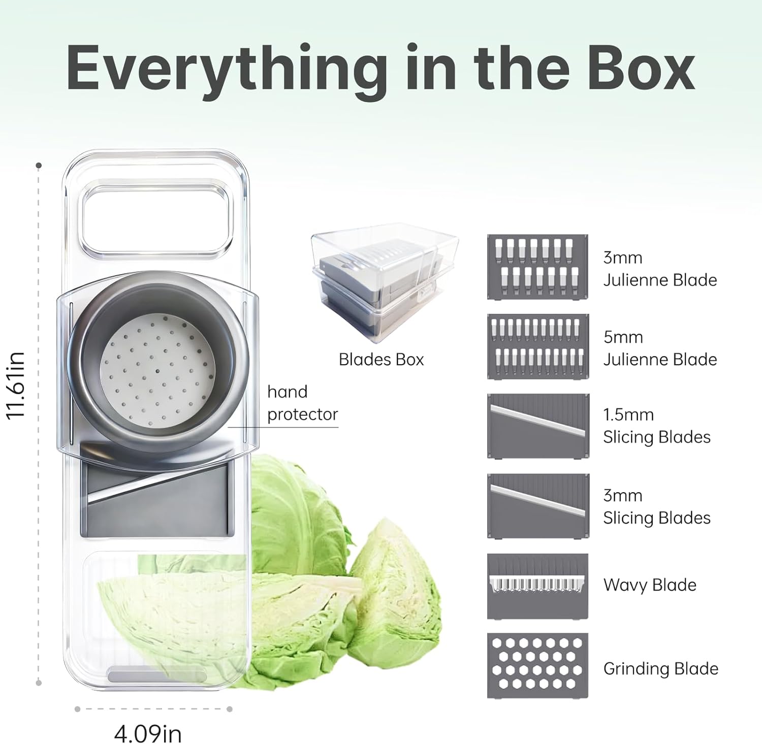 ZKIRON 6-in-1 Mandoline Slicer for Kitchen - Easy to Use Vegetable Chopper & Compact Julienne Slicer with Safe Guard & Crystal Clear Body - Handheld Food Slicer Cutter for Healthy Salad, Potato, Onion