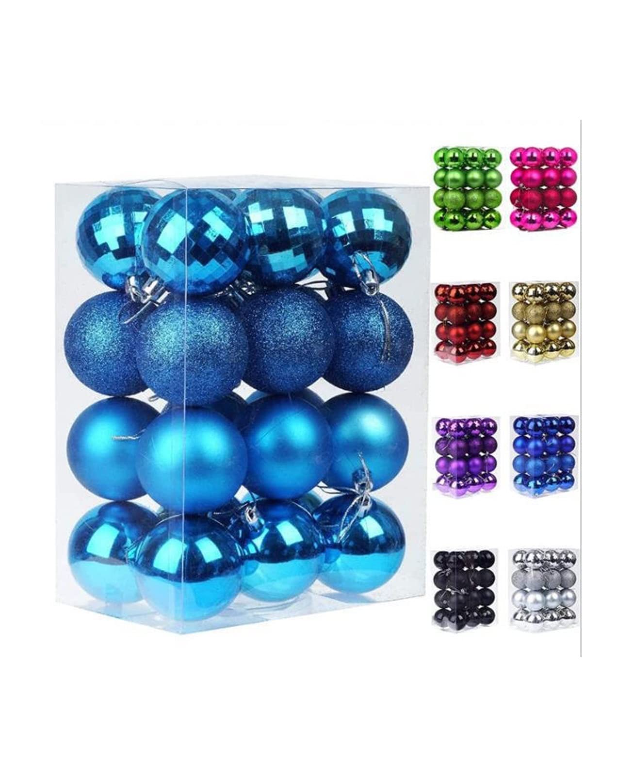 Kerstbal Plastic Hanger Hangende Bal Kerstboomdecoratie 4CM/24 Kleuren Hangende Bal (Maat: 4CM Zwart) (4cm Rood) (4cm Blauw