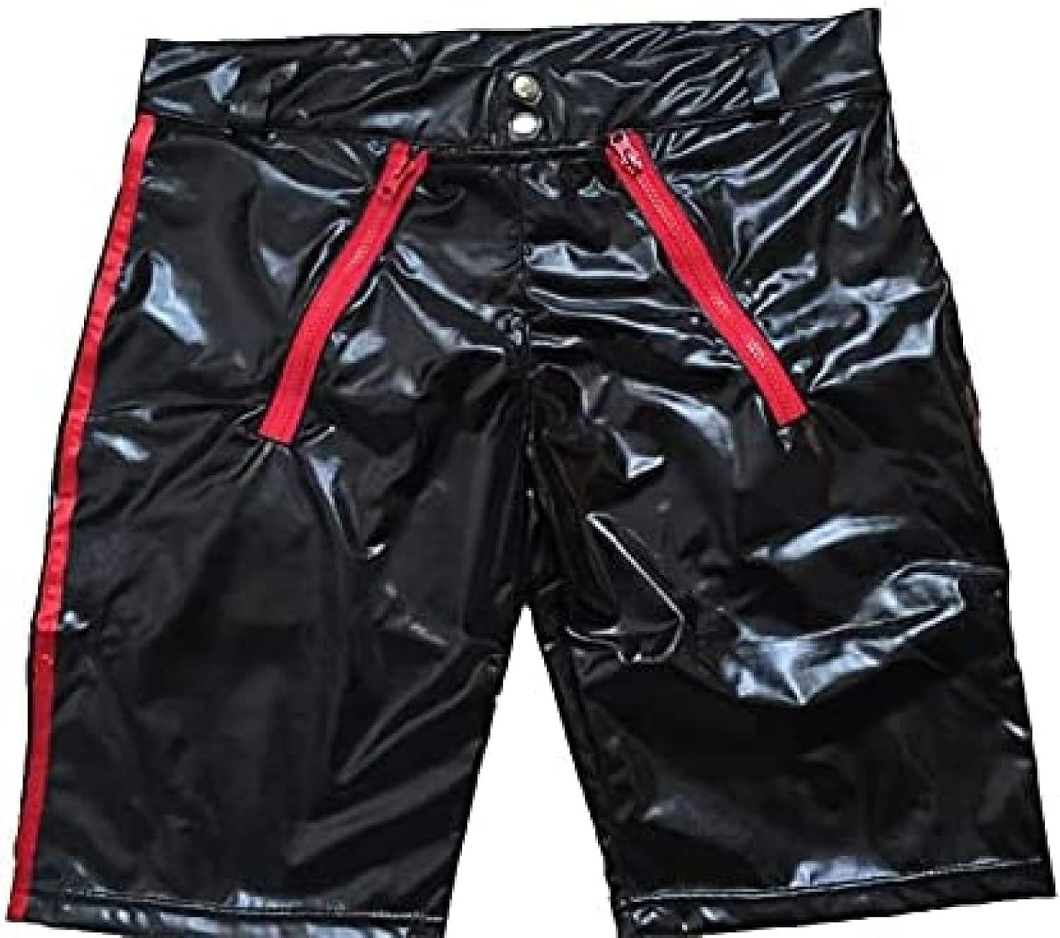 Sexy Wetlook Men Briefs Faux Leather Briefs Nightclub Shorts Stage Costume,Black,X-Large