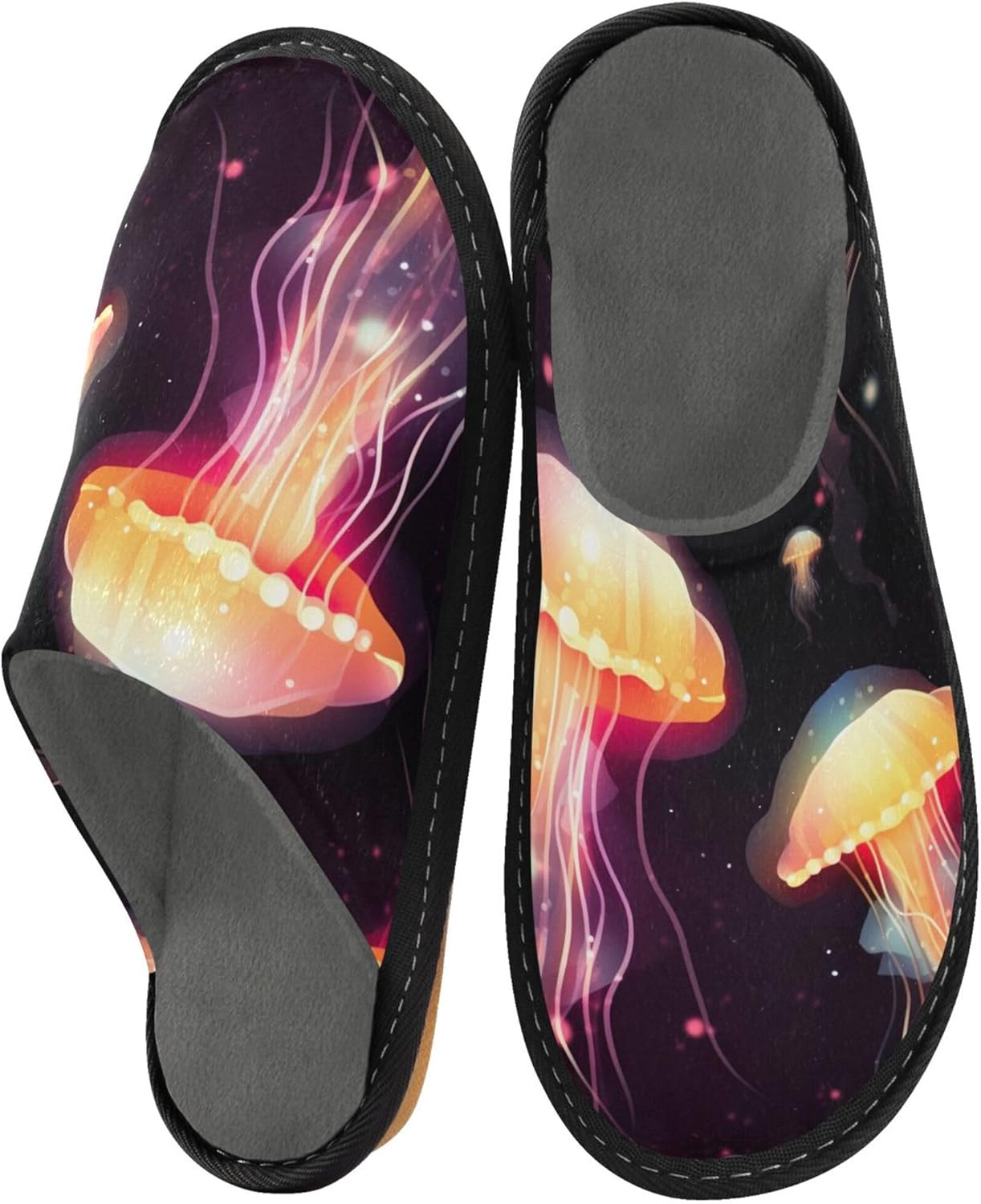 Yellow Jellyfish House Slippers – Cozy Fuzzy Slippers for Guests, Washable & Disposable, Perfect for Shoeless Home, Spa & Hotel Use A110380