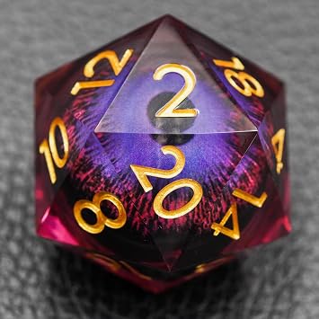 Dungeons and Dragons DND Dice D20, Liquid Core Dice Set D&D 33MM Oversized D20 Single Sharp Edge Resin dice with Gift Case, Polyhedral Dice for Role Playing Game