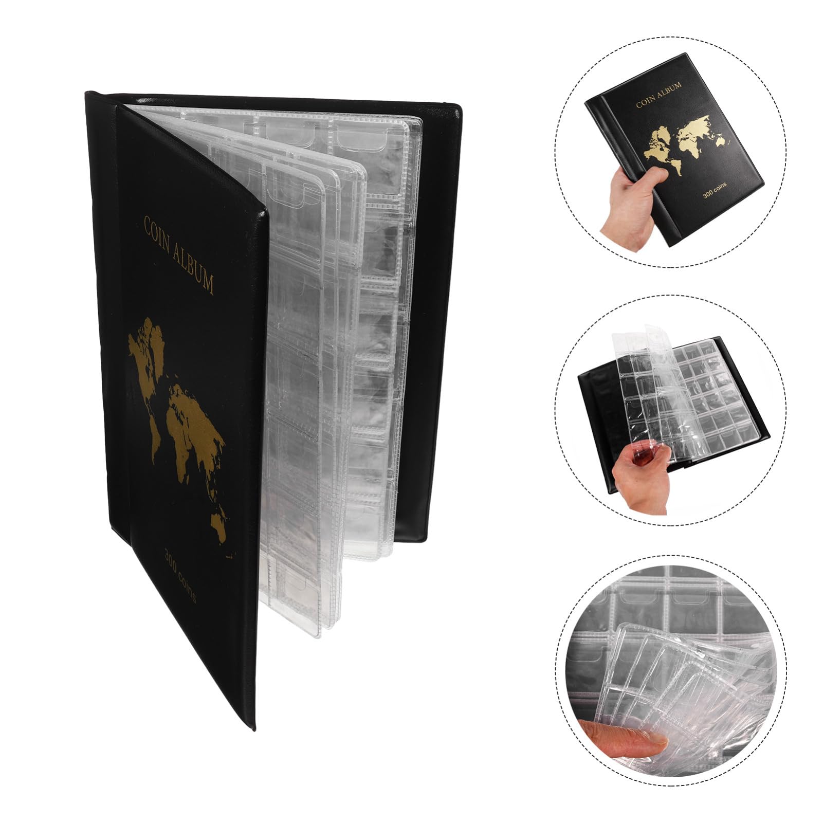 VICASKY Album di Collezione per Monete 300 Tasche in PVC per Collezionisti Protegge Le Monete da Danni Ampio Spazio