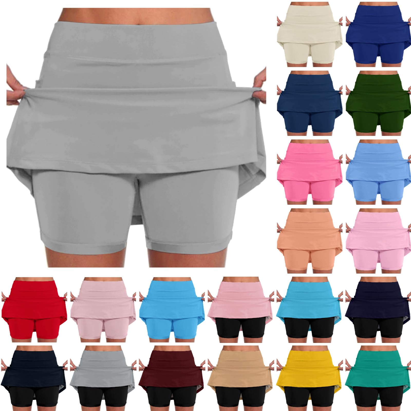 Skorts for Women with Pockets Tummy Control High Waist Athletic Skirts Sports Golf Tennis Yoga Skirts Inner Shorts