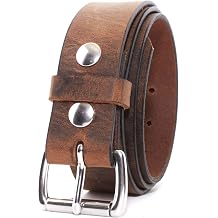 Mens Belts Leather Veg Oil Tan, Genuine Buffalo Leather Handmade By Amish, 1.5 Inch Wide & 3.6mm Thickness
