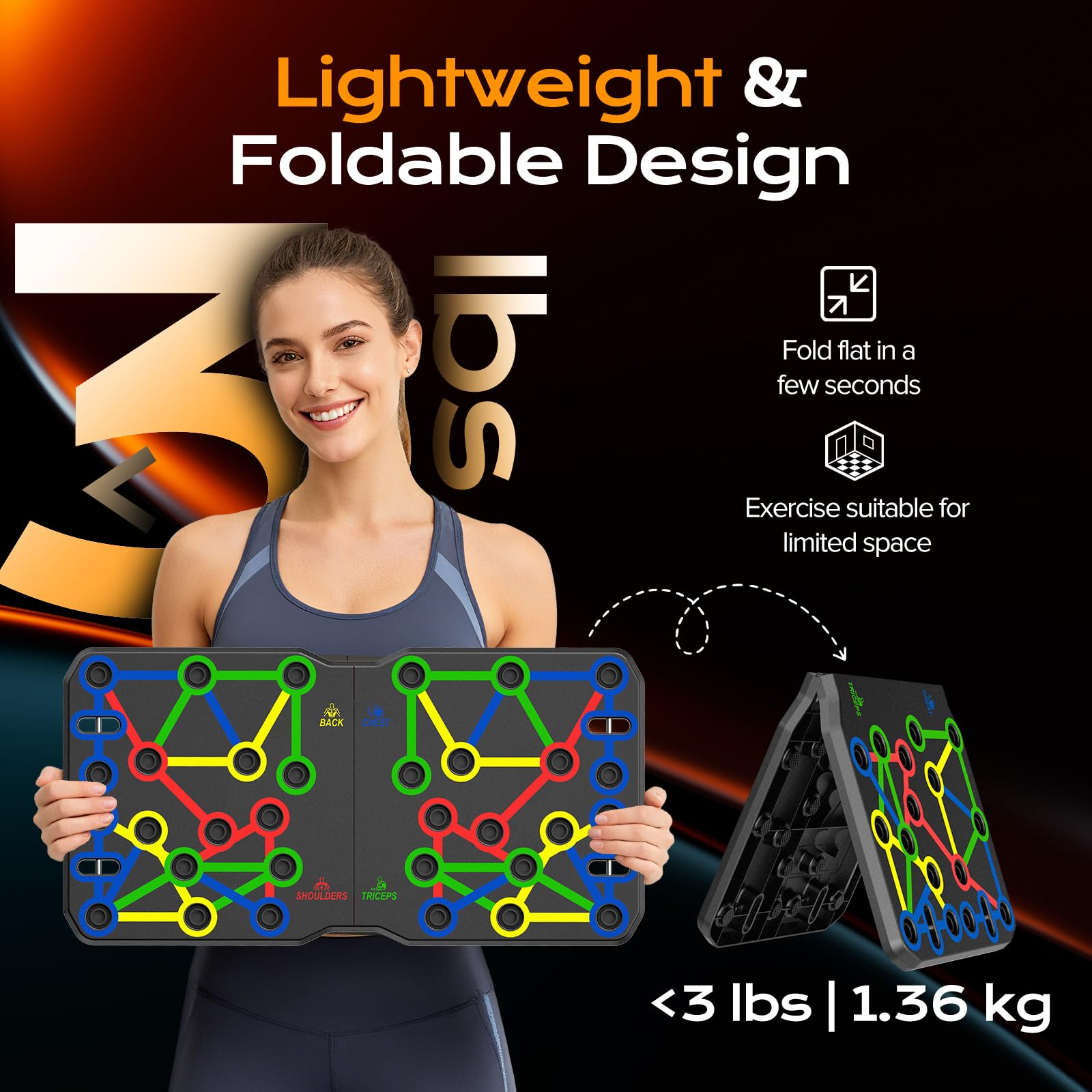 AERLANG Push Up Board, Foldable Fitness Training System 20 in 1 Multi Functional Home Gym Equipment for Upper Body Strength Training Burn Fat Sculpt Shoulders Chest Back Triceps