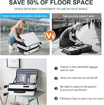 KROSER Carry On Luggage with Spinner Wheels & Built-in TSA Lock, Expandable Top Opening Hard Shell Suitcase Large Capacity Durable Rolling Luggage with USB Port, Carry-On 20-Inch, White