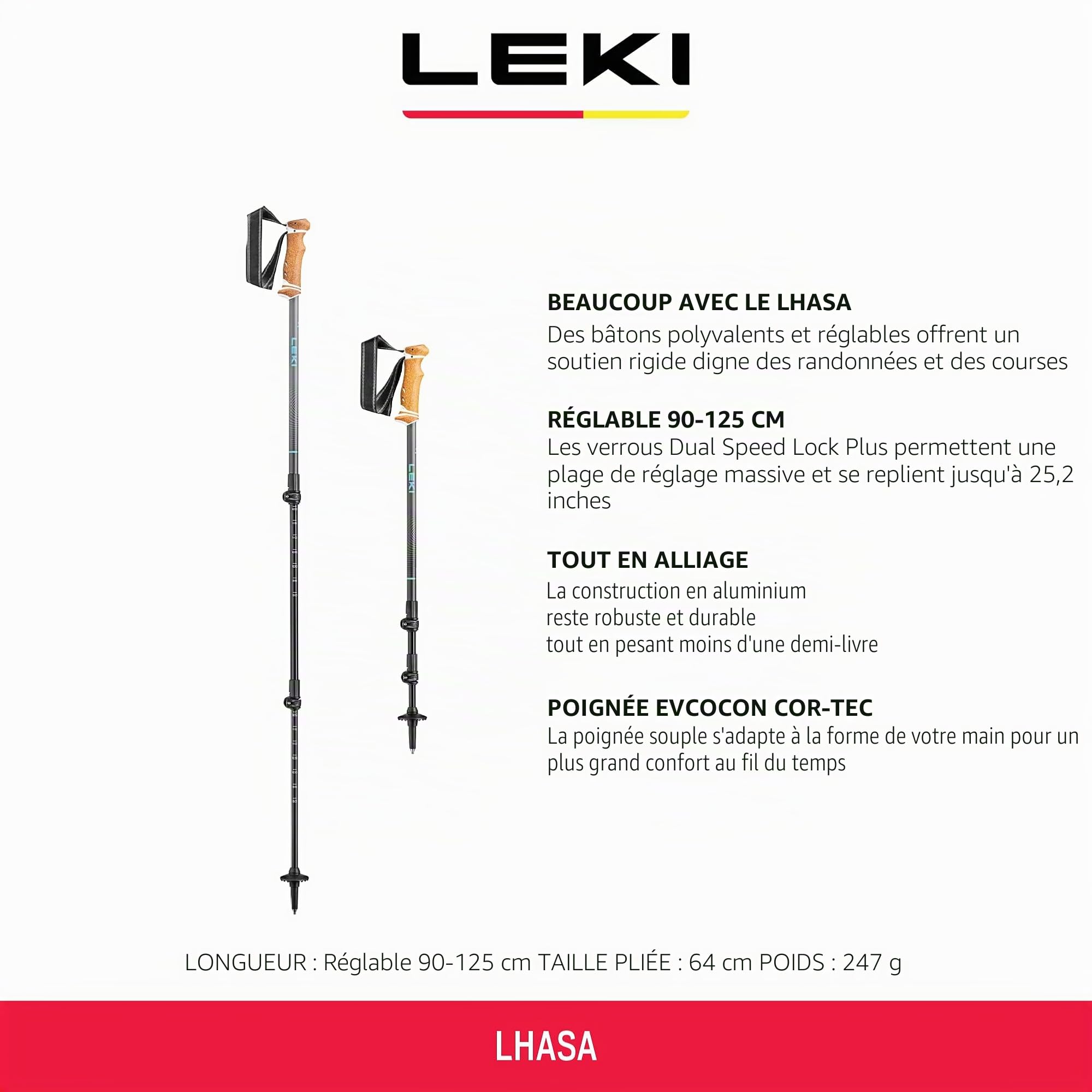Leki Lhassa Bâtons de randonnée pour Femme Menthe/Anthracite foncé/Blanc