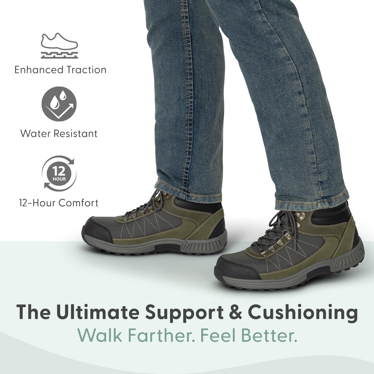 Orthofeet Men's Orthopedic Hunter Lightweight Lug Sole Hiking Boot