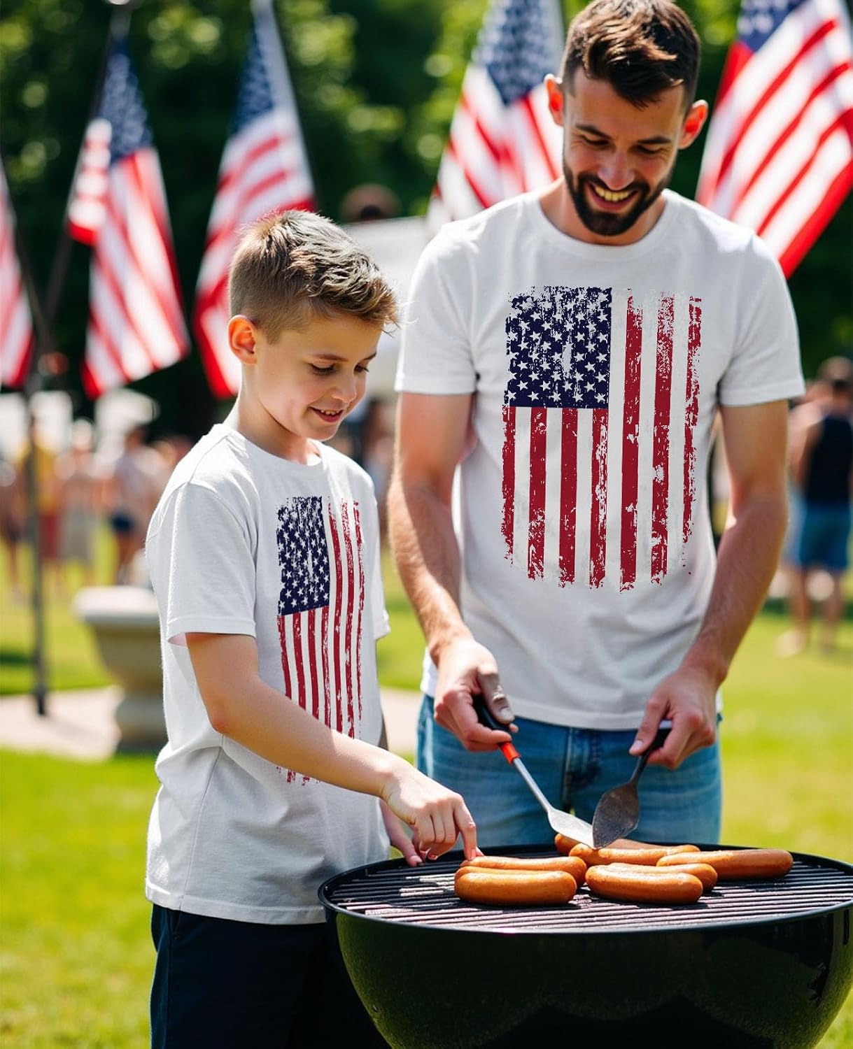 Tstars Daddy and Me 4th of July Matching Shirt Set - Family Matching USA Flag Tee for Dad and Toddler Kids