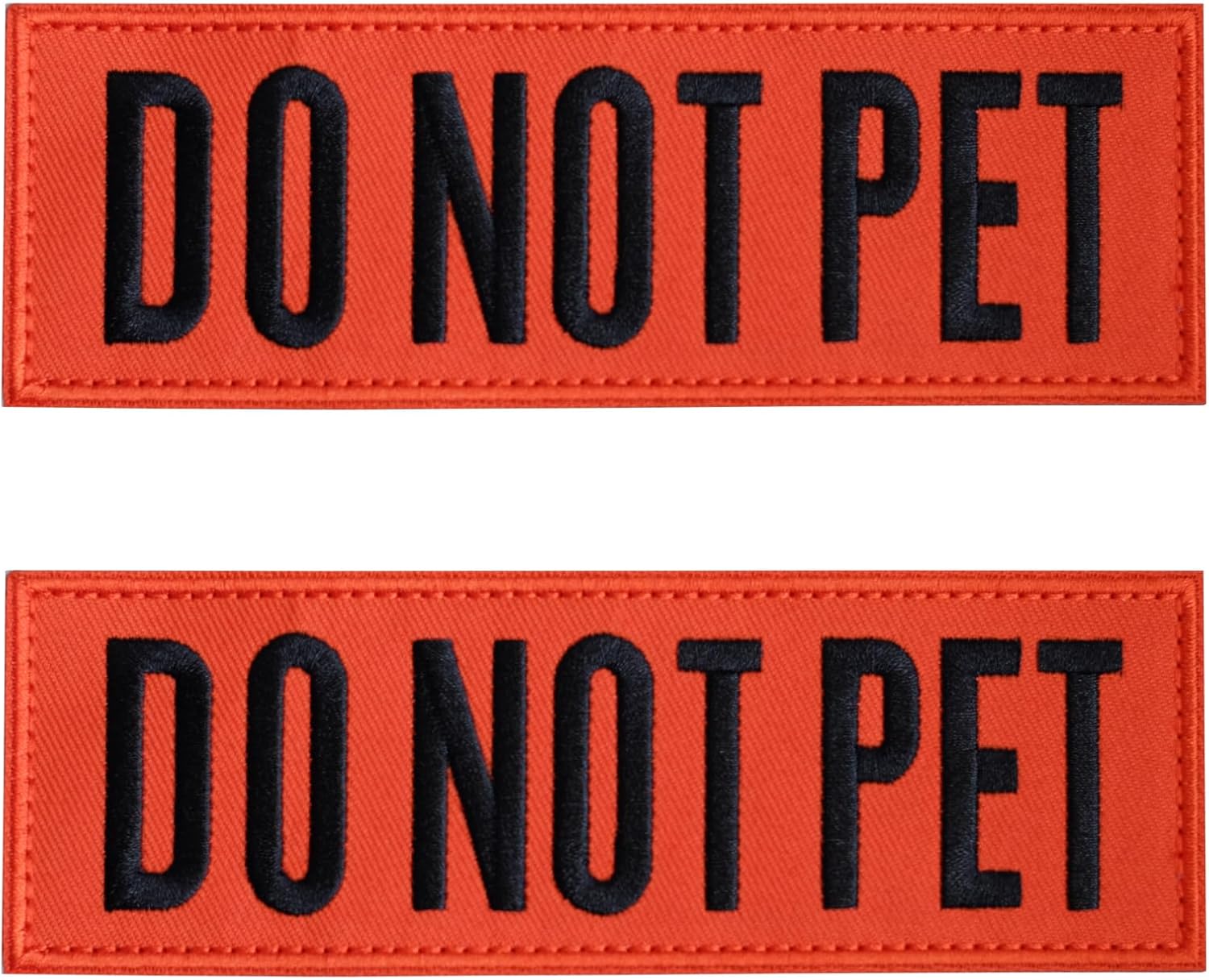 Embroidered Do Not Pet Patches, 2 Pack Clear Sign with Hook and Loop Pieces, Easy to Read Tabs for Dog Vest Harness Collar, 6 x 2 inches