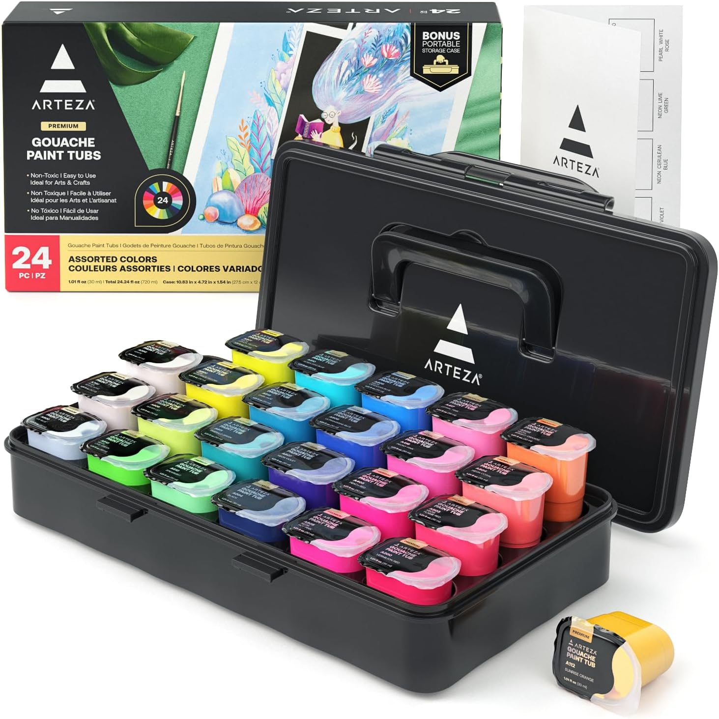 ARTEZA Gouache Paint, Set of 24, Jelly Gouache Paints, 30