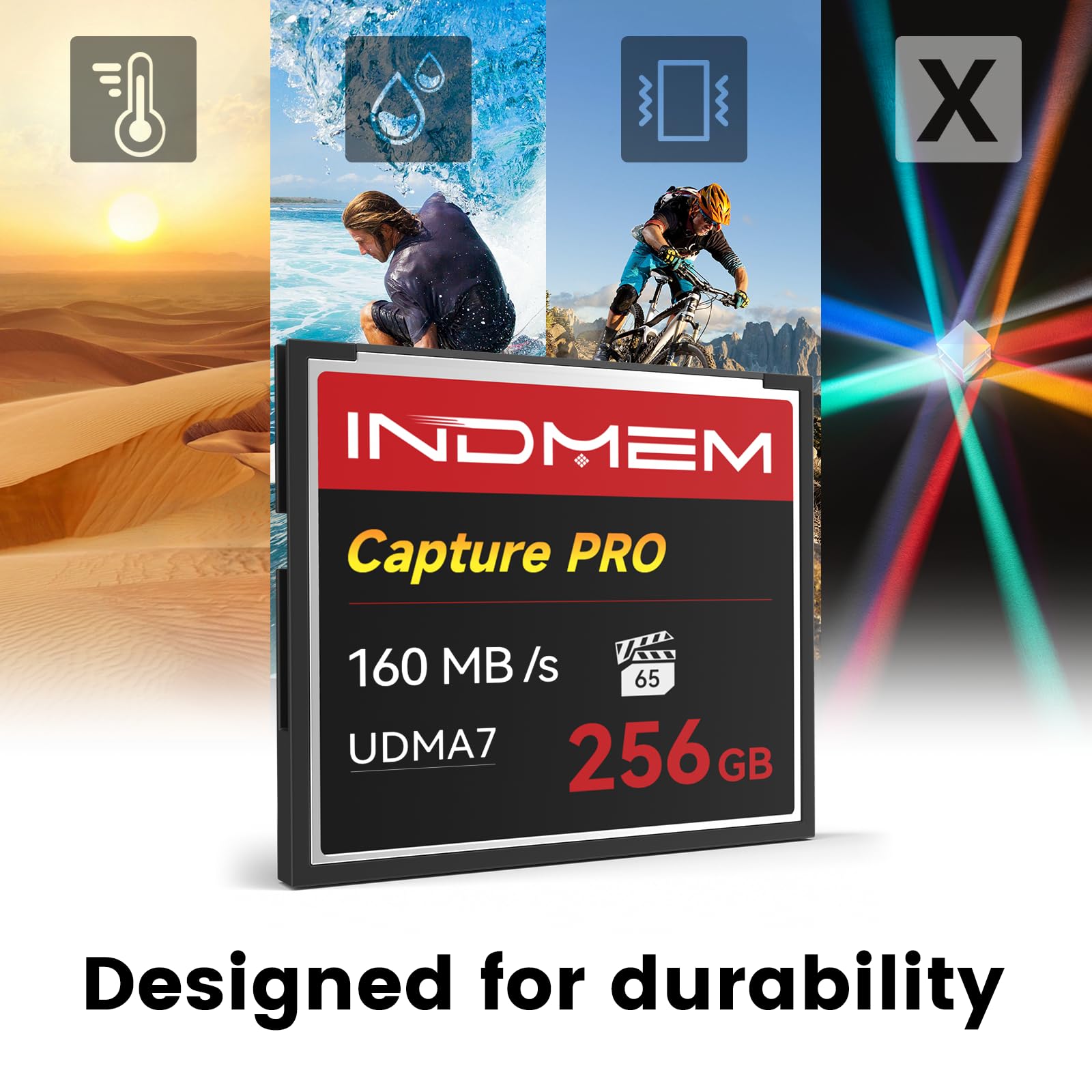 Scheda di memoria CF da 256 GB, UDMA ad alta velocità, fino a 160 MB/s, progettata per fotografi e videografi, supporta riprese continue ad alta velocità o registrazione video 4K