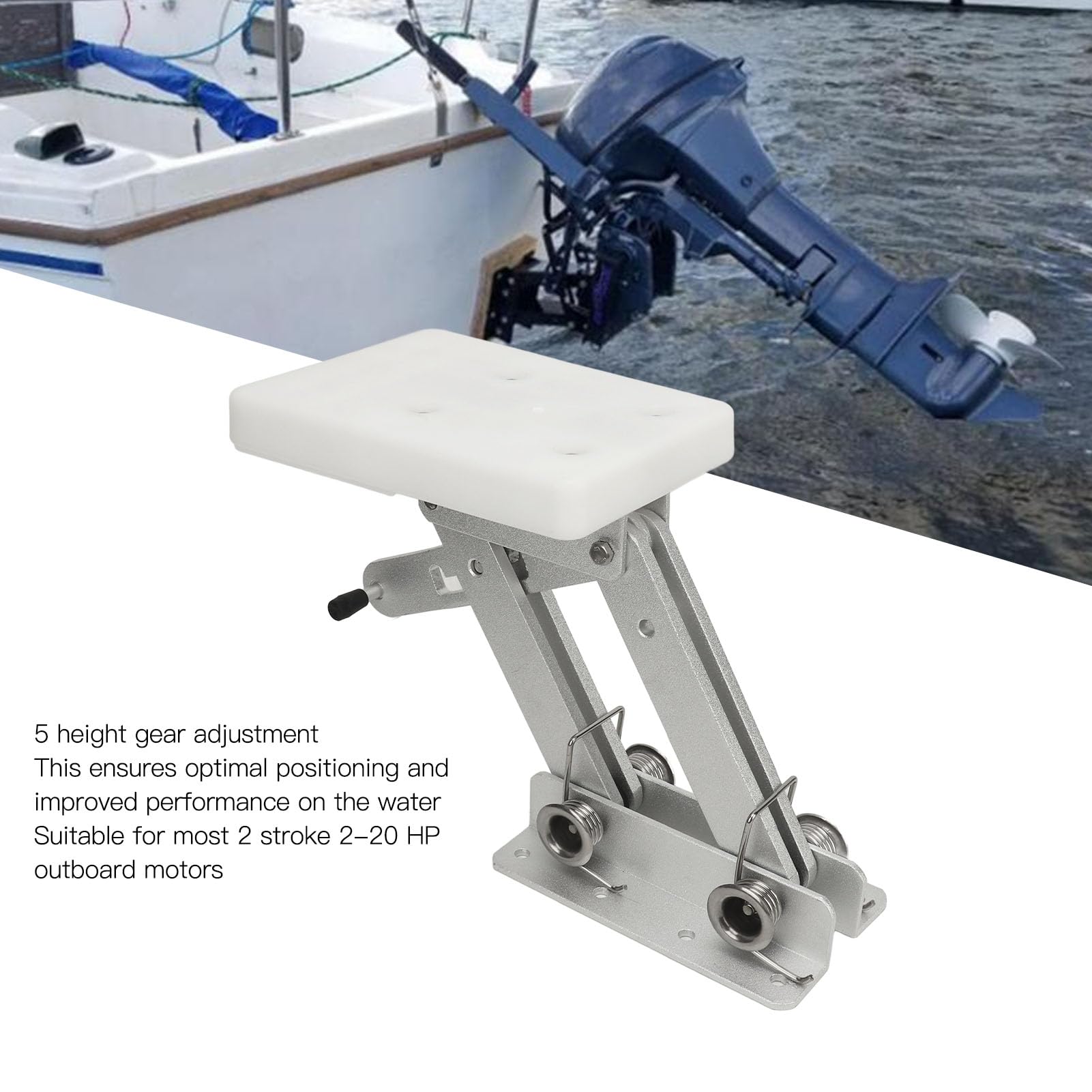 Accessoire Bateau Motorisé Voilier Gaeirt Support Moteur Hors-Bord Réglable En Aluminium Pour Moteurs 7,5 à 20 CV - Idéal Pour Bateaux