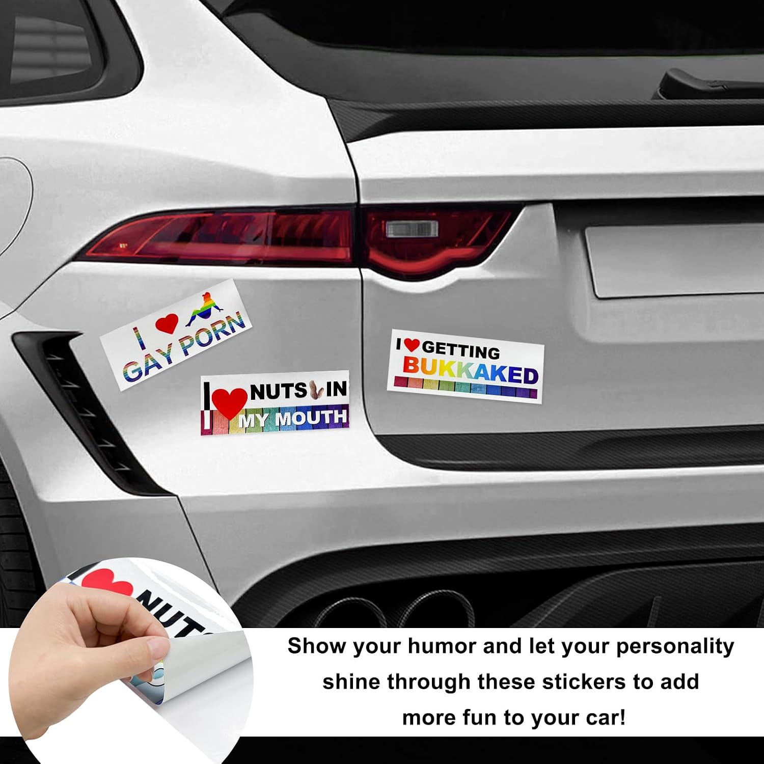 10PCS Bumper Decals Funny LGBT Stickers, Rainbow Bumper Prank Car Stickers LGBT Sticker Sign, Colorful Gay Pride Decal for Cars Trucks Luggage Window, Car Accessories (Style 2)