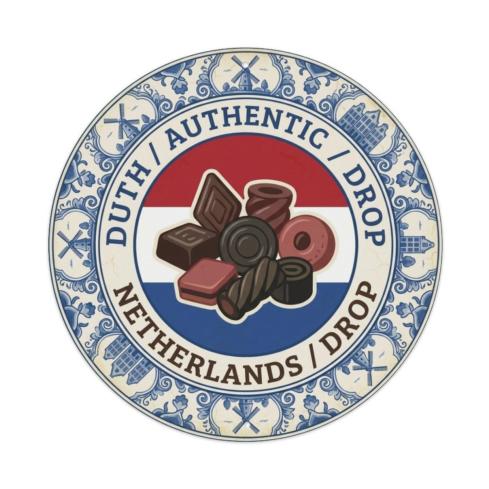 Netherlands Drop Travel Candy Dessert Cuisine Metal Tin Sign