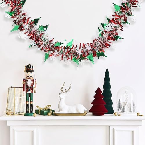 Miniatura 7 de Guirnalda de Oropel Retorcido de Navidad, 33 pies de Guirnalda de Papel Metálico Brillante Artificial para Decoraciones de Árbol de Navidad, para