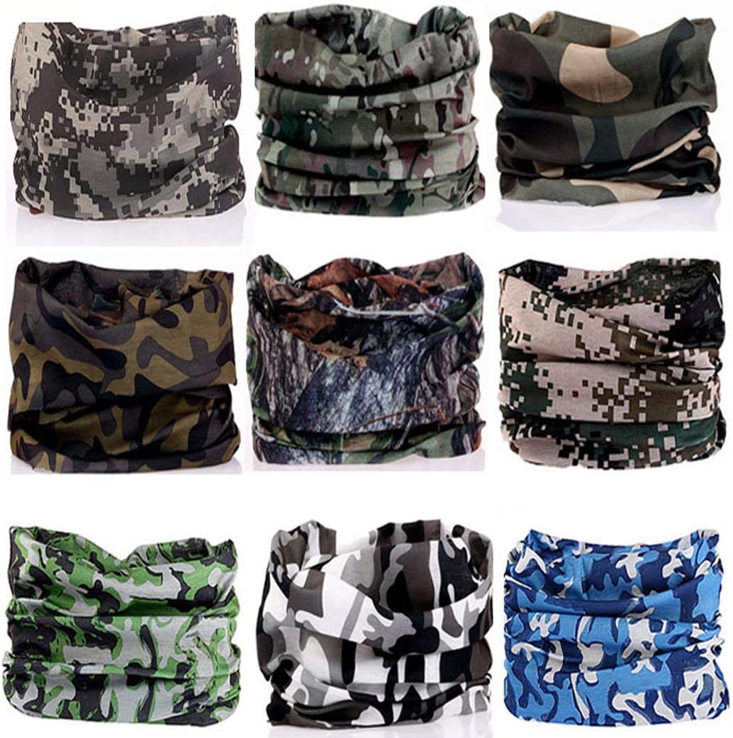 Veteran 9pcs Headwear Headbands Scarf Head Wrap Mask Sweatband -12 in 1 Multifunctional Sport Headband Neck Warmer for Yoga, Camping, Fishing, Hiking, Running, Motorcycling, Skiing