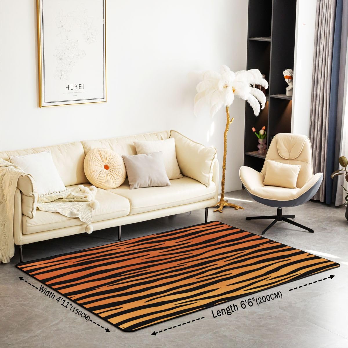 Loussiesd Dywan z nadrukiem zebry 150 * 200 cm do sypialni