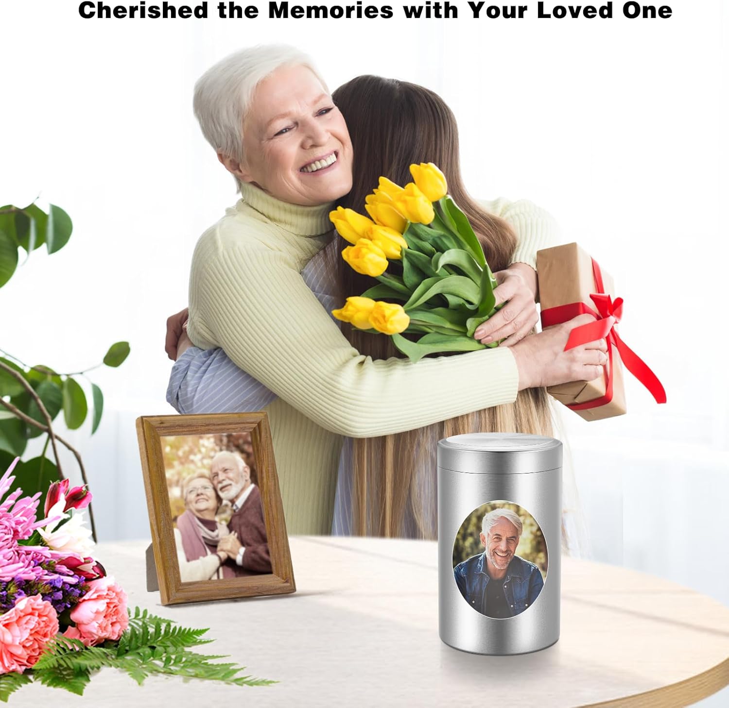 SOITIS Engraving Cremation Urn - 3.54 Inch Small Urn for Human Ashes - Elegant Aluminum Memorial Keepsake for Men Women, Mini Ashes Holder for Funeral, Tree of Life Cremation Funeral