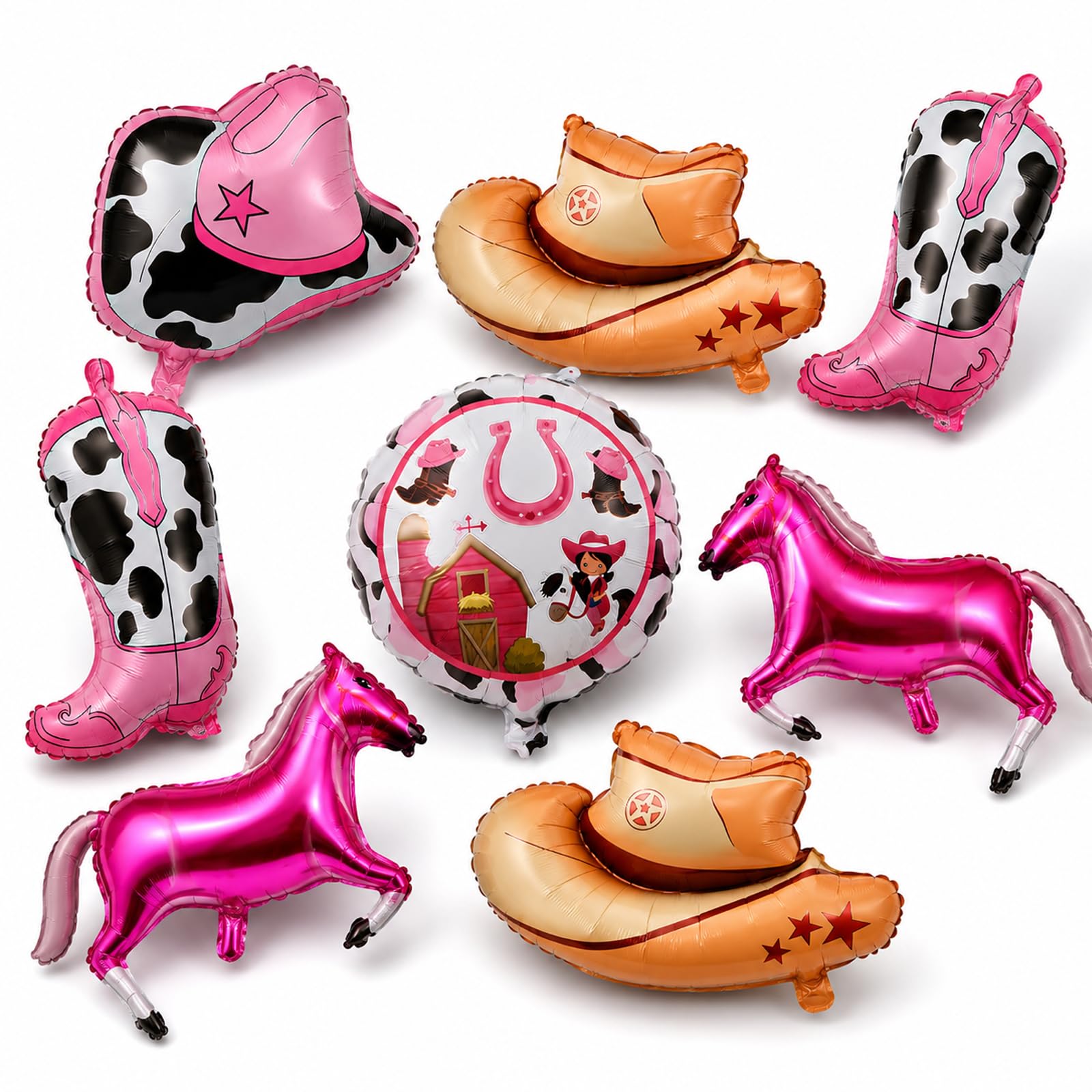9Pcs Western Cowgirl Party Balloon Decorations, for Birthday Rodeo Party