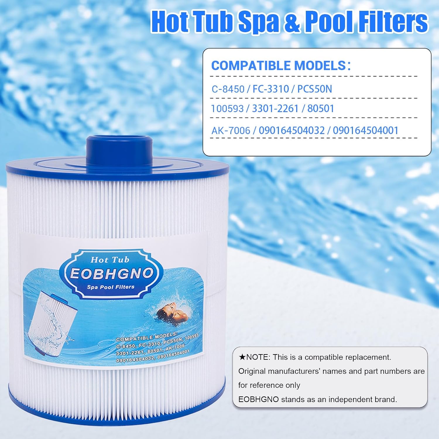 C-8450 Hot Tub Filter Cartridge Compatible with Unicel C-8450, FC-3310, PCS50N, Maax Spas 100593, 3301-2261, Darlly 80501 Swimming Pool and Spa Filter, 50 Sq. Ft, 2 Pack