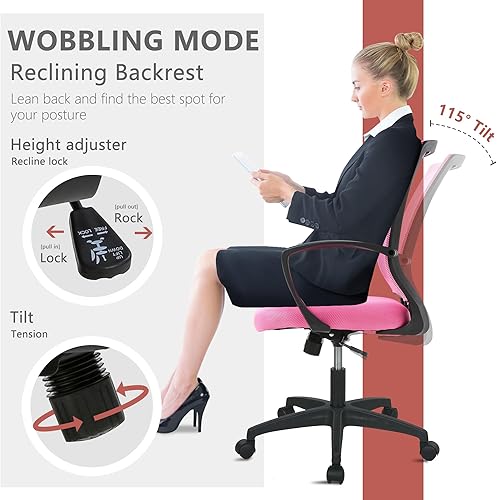 Miniatura 4 de Silla de oficina PayLessHere para computadora y juegos, silla ergonómica de malla para escritorio con sillas ajustables para videojuegos de 360