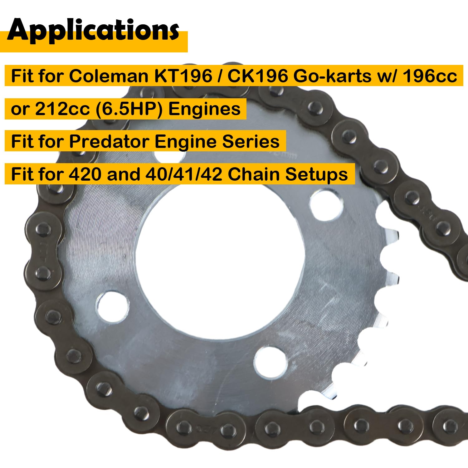 Kit de pignon de chaîne 420 25T arrière et 10T avant avec 32 maillons compatible avec Coleman KT196 CK196 Go Kart, compatible avec moteur Predator 196 cc 212 cc 6,5 CV, alésage de pignon