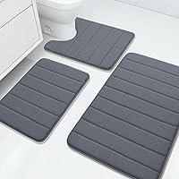 Vista 33 de Buganda - Juego de 3 alfombras de baño con espuma viscoelástica gruesa y suave, absorbentes, antideslizantes, lavables, distintos tamaños