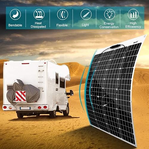 Miniatura 2 de 120W Flexible Solar Panel Kit with 20A LCD Charge Controller Extension Cables for Yacht, Boat, RV, Travel Trailer, Truck