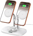 SwanScout 706M Chargeur sans fil pour iPhone 17, Chargeur magnétique double pour iPhone 16/1514/13/12 Series, Station de recharge pour AirPods Pro 2, AirPods 4/3rd (Noir)