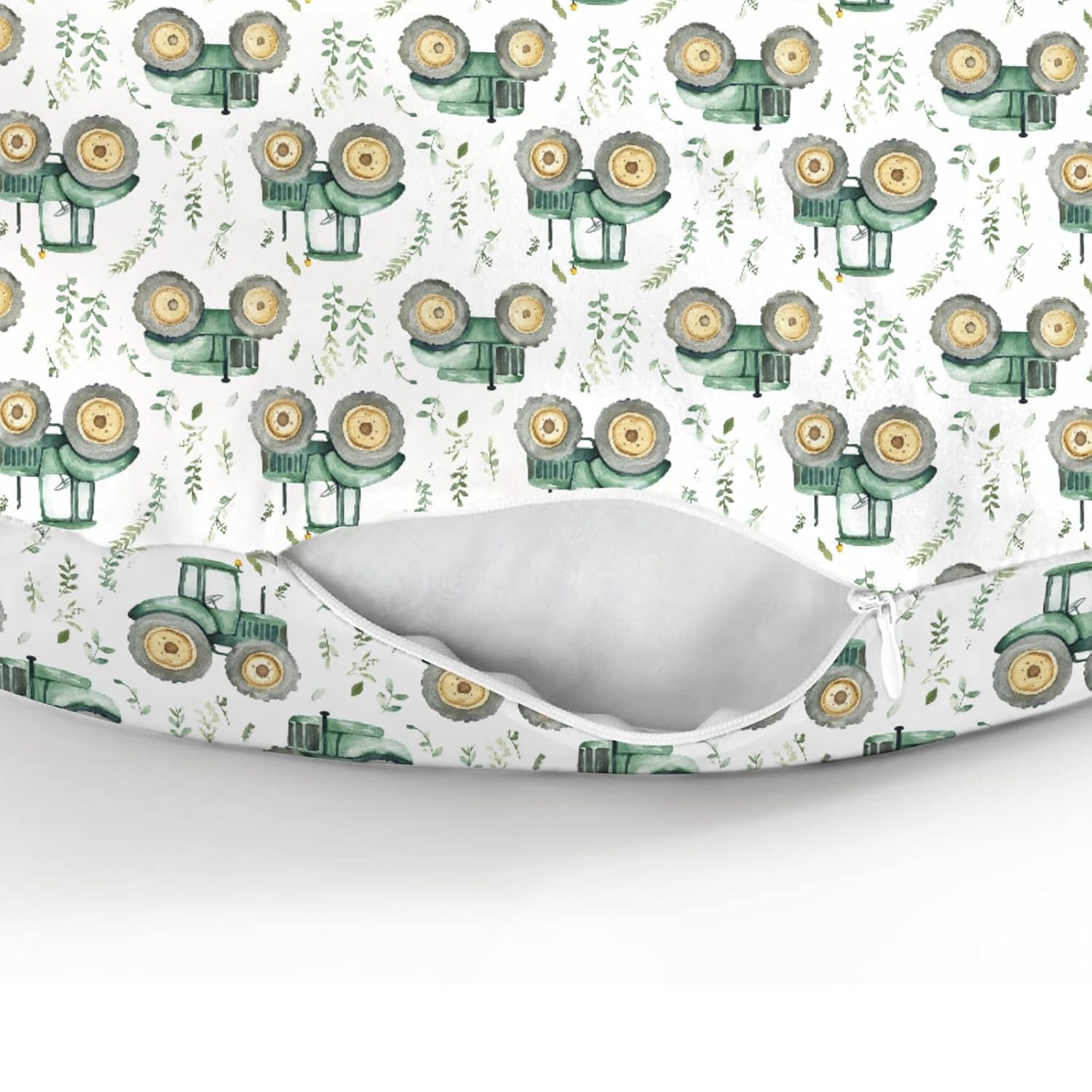 Watercolor Green Tractors Baby Nursing Pillow Covers for Boy Girl Farm Tractors Boho Leaves Nursery Feeding Pillowcase for Breastfeeding Pillows Farm Life Soft Stretchy Slipcovers for Newborn Infant Green One size image 8 of 9 B0FCM9G381