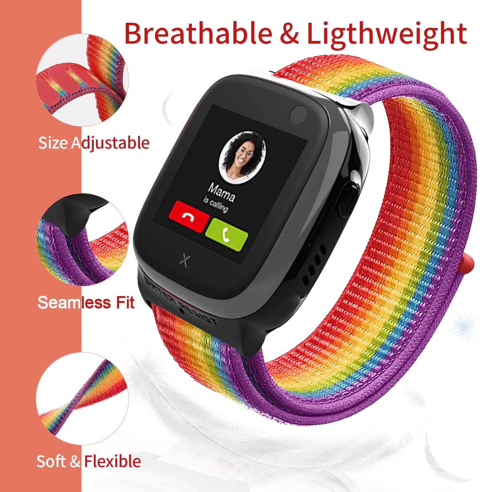 4-Piezas Correa Compatible con Xplora X5 /XGO 2/XGO 3, orrea de Reloj Deportivo de Nailon de Repuesto Ajustable y para Niños y Niñas Compatible con Xplora X5 Play/XGO 2/XGO 3