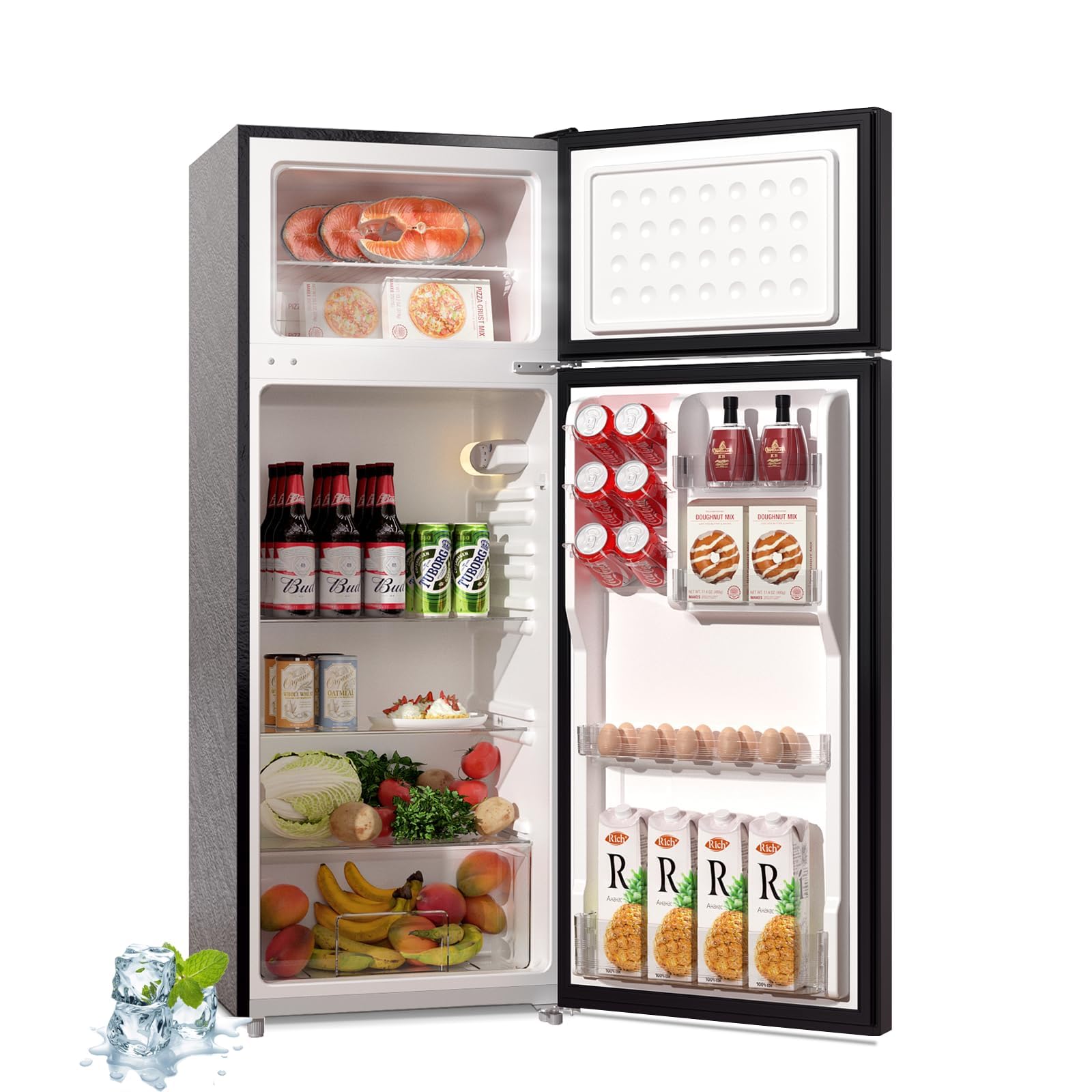 Bangson 7.7 Cu.Ft Refrigerator With Top Freezer Apartment Size, Fridge For Small Spaces, Office Studio, Energy Saving Low Noise Adjustable Thermostat, Stainless Steel, Silver on Fridge.com - View 2